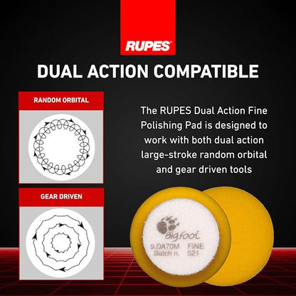 RUPES 9.DA70M/4 Pack of 4 Yellow D-A Fine Finishing Foam Pads 70mm | Ideal for Paint Correction & Gloss Enhancement | Moderate to Fine Defect Removal | Compatible with 2" Backing Plate