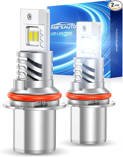 Marsauto 9004 Bulbs 70000LM Brighter, 6500K Cool White M4 9004 Fog bulbs, True 1:1 Halogen Size Match, Quick Plug & Play Setup, 80,000-Hour Long, Pack of 2, Headlight Adjusting Screws
