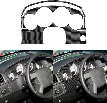 Compatible with Dodge Charger 2008 2009 2010 Real Premium Soft Carbon Fiber Decor Car Speedometer Sticker Kit Interior Accessories Decal Cover 11pcs Black