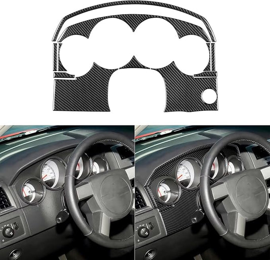 Compatible with Dodge Charger 2008 2009 2010 Real Premium Soft Carbon Fiber Decor Car Speedometer Sticker Kit Interior Accessories Decal Cover 11pcs Black
