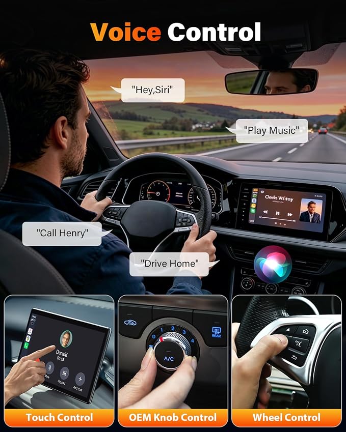 2026 Upgraded Mini Android Auto & Apple CarPlay Wireless Adapter for iPhone, Latest A7 Chip One-Click Switch, 3s Auto Connect, Bluetooth 6.0, 5.8GHz WiFi, Compatible with iOS 12+, Android 11+.