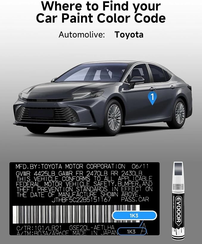 Touch Up Paint Compatible with Toyota Exact Match 2 in 1 Touch up Paint for Chips and Nicks Repair (Celestite(1K3))