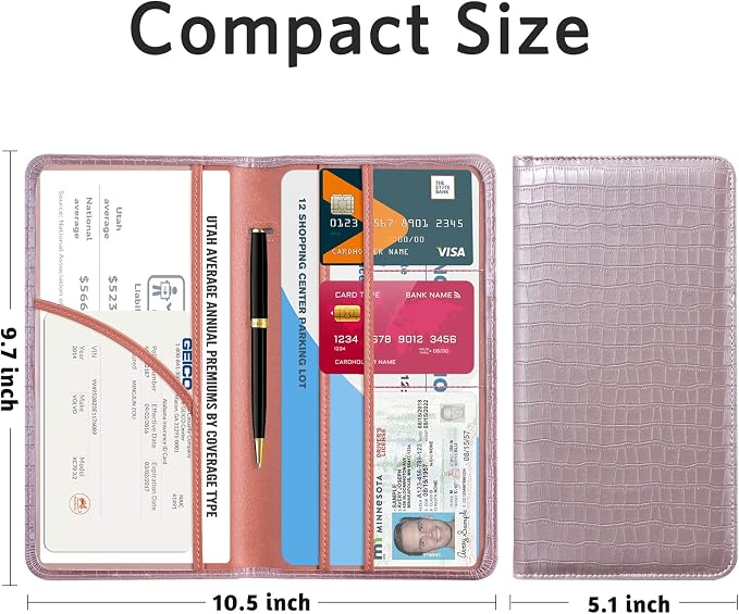 CoBak Car Registration and Insurance Holder - Vehicle Glove Box Car Organizer,Auto Truck Comparment Accessories Case with Magnetic Closure for Driver License,Cards