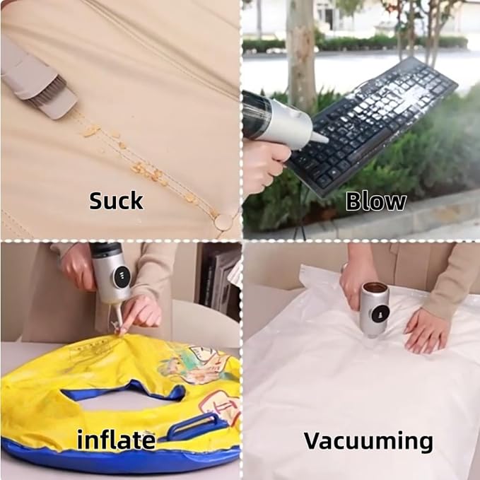AUTOPALS Cordless Car Portable Vacuum Cleaner, 4 in 1 Suck, Blow, Inflate, Vacuum, 18000Pa High Power, 180° Rotating Handle, Type-C Charging, LED Display, Multi-Nozzles for Car, Home, Office