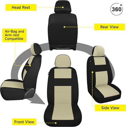VarCozy Seat Covers for Car Front Pair, Breathable Cloth Front Car Seat Covers, Universal Cloth Seat Covers for SUV Sedan Van, Automotive Interior Covers, Airbag Compatible