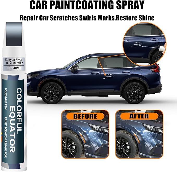 Car Touch up Paint(B-640M Canyon River Blue Metallic) Compatible with Honda, Car Paint Pen Scratch Repair Two-In-One Touch Up Paint, Premium Car Scratch Remover for Deep Scratches
