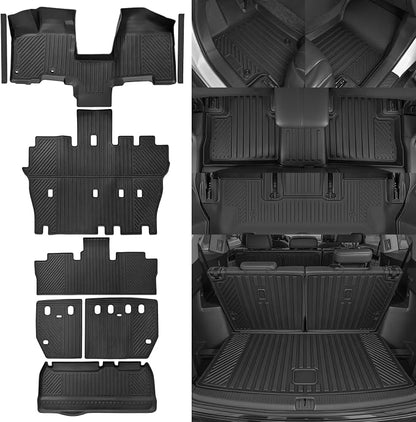 Custom Fit Floor Mats for 2004-2010 Toyota Sienna, All Weather TPE Floor Liners & Trunk Mat & Backrest Mats & Door Sill Guard, Odorless Full Set Interior Accessories