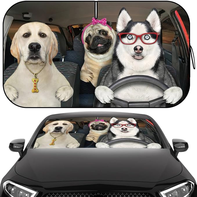 Windshield Sun Shade, Car Sun Shade Windshield, Reflector Sunshade Offers Ultimate Protection for Car Interior, Reflective Polyester Blocks Heat for Cars,Trucks,SUVs (57 x 32 in)