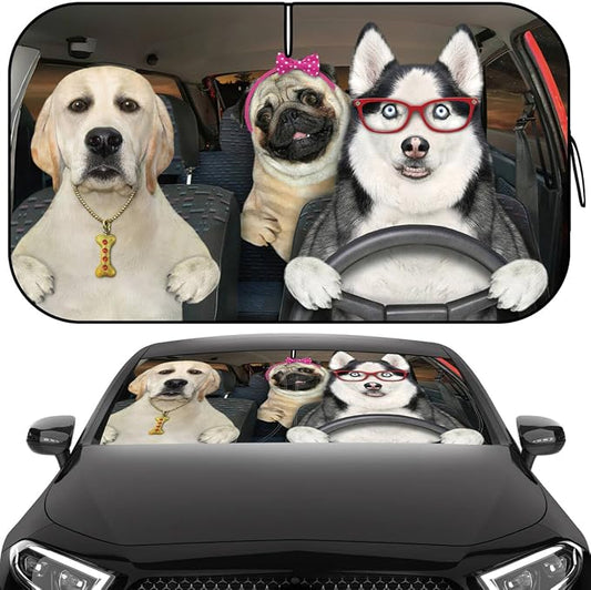 Windshield Sun Shade, Car Sun Shade Windshield, Reflector Sunshade Offers Ultimate Protection for Car Interior, Reflective Polyester Blocks Heat for Cars,Trucks,SUVs (57 x 32 in)