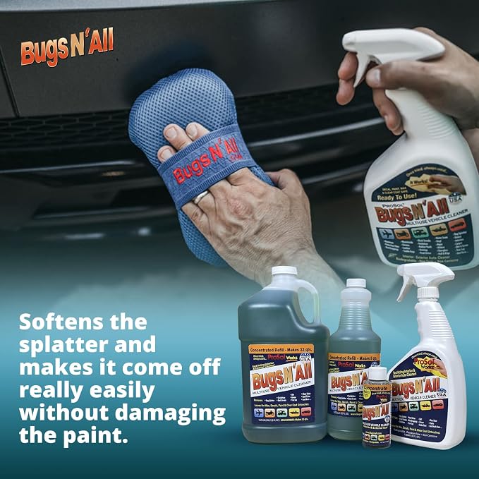 Bugs N’ All Bug Sponge - Bug and Tar Remover for Car Exterior and Interior - Ultra Soft Mesh Car Wash Sponge for Scratch Free Scrubbing - 8.25 by 4.75 inch, 1 Pack