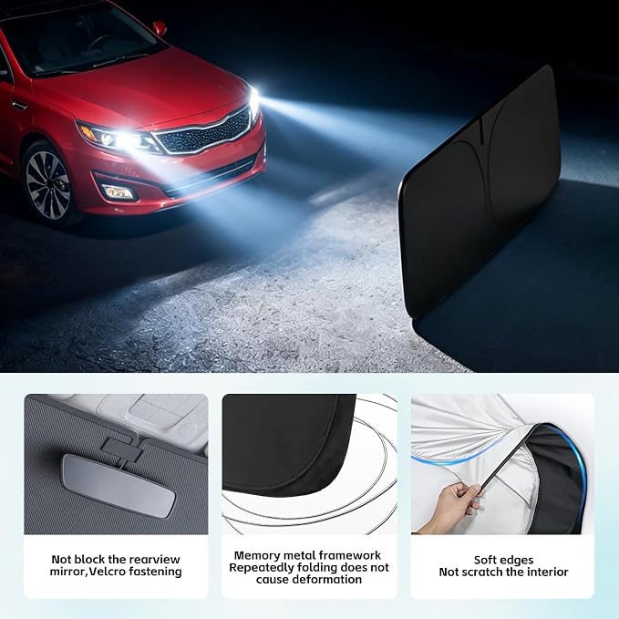 Windshield Sun Shade for Kia Optima 2011-2020 Sunshade 300T Windshield Cover Blocks UV Rays Custom Fit Optima Front Window Shades Windshield Accessories Keep Cool Foldable