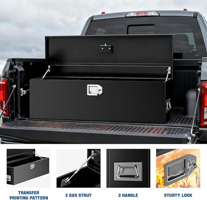 Truck Bed Tool Box, Crossover, 38.5 x 11.6 x 9.6 Inches, Alloy Steel, Lockable, Weathertight, Rust Resistant, Impact Resistant, Dustproof, Flip Top, for Pickup Trucks