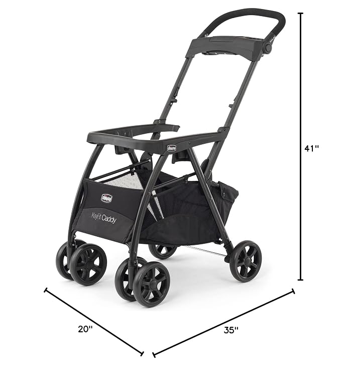 Chicco KeyFit Caddy Frame Stroller, Accepts All Chicco Infant Car Seats, Adjustable Handle, Parent Tray, Black/Black