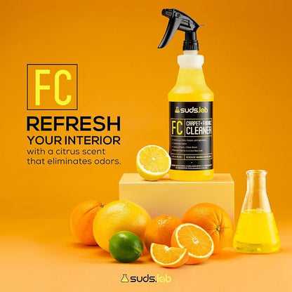 Suds Lab FC Carpet & Fabric Cleaner Interior Upholstery, Car Detailing for Seat, Cloth, Stains and Removes Odor with Clean Fresh Scent, 32oz.