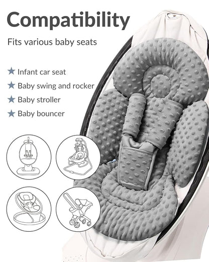 Generic Infant Insert Compatible with Mamaroo Swing & Graco Swing and Infant Car Seat, Newborn Insert Baby Head Body Support, Reversible Design, Breathable Soft Fabric, 1Pcs - Dots, Dark Gray
