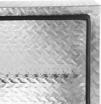 FORWODE 36x17x18 Inch Underbody Truck Tool Box Aluminum Trailer Tool Box with Lock & Foldable T-Handle Waterproof Truck Storage Box for Pickup Truck, Trailer, RV, ATV, Indoor（SILVER）