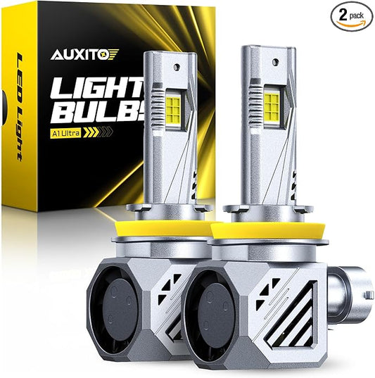 AUXITO H11 H8 H9 Bulbs, 48000LM 1000% Brighter 6500K Cool White Light with Fan, LED Fog Light 30 Years Lifespan, No Flicker