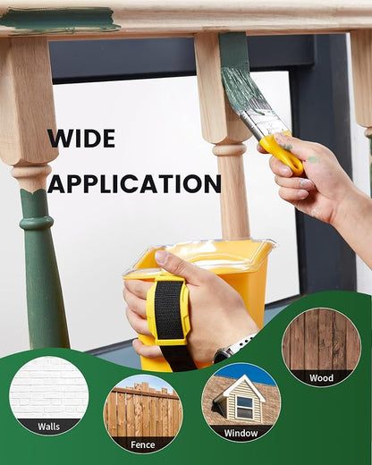 Voomey Paint Bucket Hand Held - Integrated Magnetic Brush Grip, Paint Cup with 4 Inch Mini Foam Paint Rollers, Paint Brush, Suitable for Decoration, Repairs, Small Paint and Coating Projects
