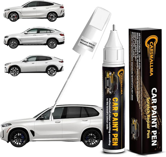 A96 Mineral White Metallic Car Touch Up Paint for BMW, Color Accurate Car Paint Scratch Repair Pen Kit Quick & Easy Fix Vehicle Chips and Automotive Nicks Scuff