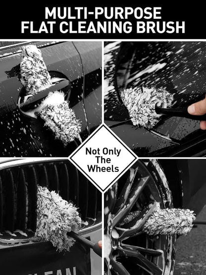 Fantasticlean 7PCS Car Wheel Brush Kit, Tire Brush for Car Owners & Auto Detailers, Soft-bristled Rim Brush, Flat Wheel Brush, Double-Ended Detailing Brush and Pads for Home Shop, Cars Trucks RVs