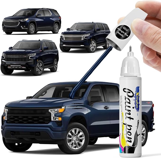 GLU Midnight Blue Metallic Touch Up Paint Compatible with Chevrolet, DIY Car Paint Scratch Repair, Quick & Easy Fix Automotive Scratch Repair for Chevy Silverado/Equino