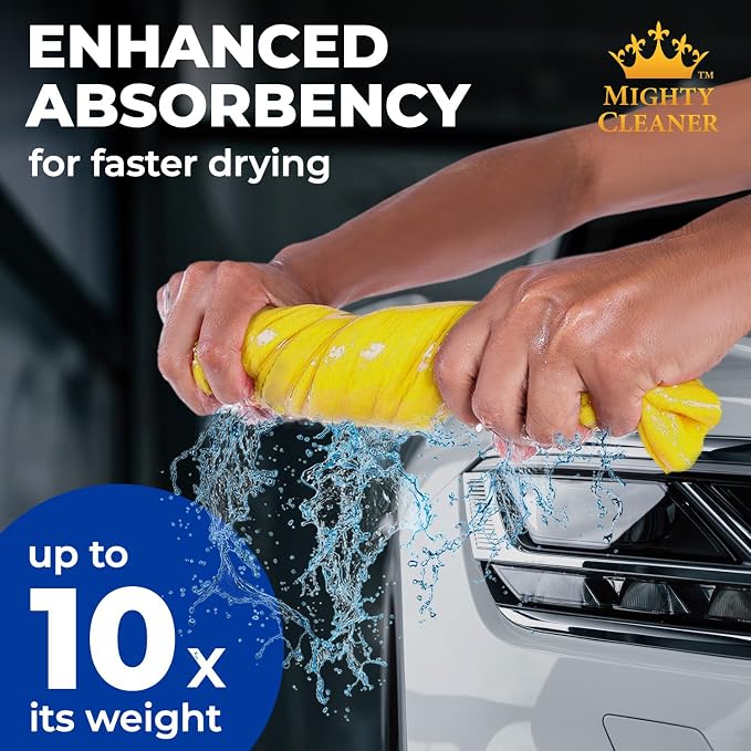 Premium 2pk Mini +1 Free Shammy Cloth for Car Drying - 17”x13” - Super Absorbent Chamois Towel for Car - Scratch-Free, Reusable & Soft Cleaning Towel
