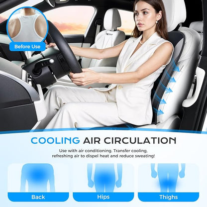 Coverado Upgraded Cooling Car Seat Cover, 12V-24V Ventilated Car Seat Cushion with 8 Fans, Cooled Seat Cover for Car SUV Truck Universal Fit,Dual car Ports + A+C USB Ports Fashion Gray