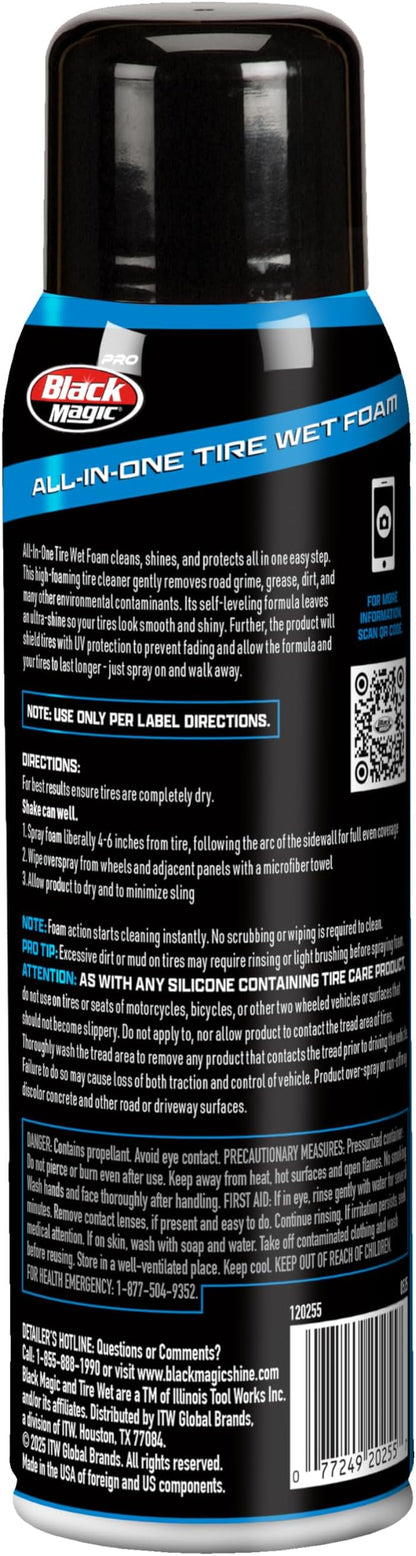 Black Magic 120255 All in One Tire Wet Foam Cleans, Shines & Protects Tires while Lifting away Grime, Grease & Dirt, Ultra Gloss Shine - Cherry Scent