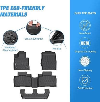 Nilight TPE Floor Mats for Ford Explorer 7 Seats 2020 2021 2022 2023 2024 2025 2026,All Weather Custom Fit Heavy Duty Floor Liners