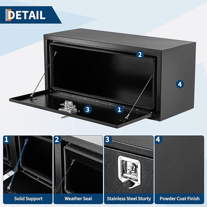 Garvee Black Steel Truck Bed Tool Box, Trailer Tongue Box, Truck Storage Organizer Tool Chest For Truck Bed, RV, Trailer (18 * 18 * 30-Black)