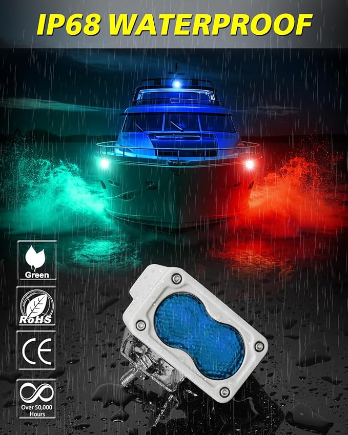 Blue LED Light Pods Waterproof 2Pcs 3 Inch 40W CREE LED Marine Deck Dock Cabin Courtesy Blue Diffused Floodlight for Boat Pontoon Dinghy Kayak Jon Yacht Truck Trailer Camper
