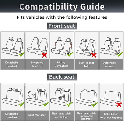 otoez Car Seat Covers Full Set, 5 Seats Waterproof Universal Leather Seat Cover for Cars, Front Rear Automotive Interior Protectors Full Coverage for Most Cars Sedens Trucks SUVs, Black+Red