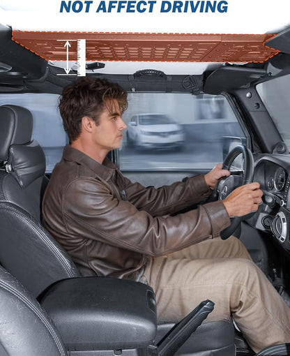 JOYTUTUS Overhead Molle Panel Compatible with Wrangler JK 2007-2018 (Only for Hard Top), Wrangler Cargo Roof Rack Storage, No Drilling