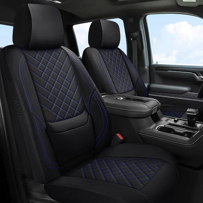 BABYBLU Chevy Silverado Seat Covers Full Set,Truck Seat Covers for Silverado GMC Sierra,Custom Fit 2007-2026 1500/2500HD/3500HD(Black & Blue, Full Set)