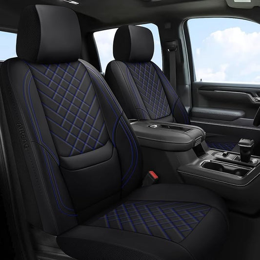 BABYBLU Chevy Silverado Seat Covers Full Set,Truck Seat Covers for Silverado GMC Sierra,Custom Fit 2007-2026 1500/2500HD/3500HD(Black & Blue, Full Set)