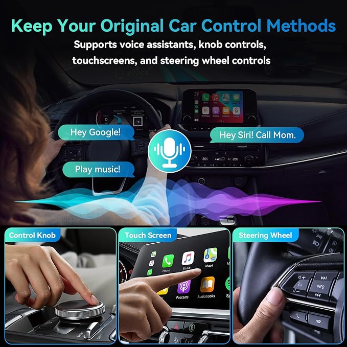 2026 Wireless CarPlay Adapter for iPhone & Android, Convert Wired Car Play to Wireless, 2 in 1 Plug and Play Mini CarPlay Adapter for 2016+ Cars, Zero Latency with USB-A USB-C Port