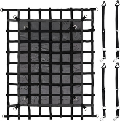 Cargo Net for Pickup Truck Bed - 4.8' x 6' Heavy Duty Truck Bed Net, 1,500 lbs Load Capacity, Tight Mesh Safety Net with Cam Buckles & S-Hooks & Tie Down Straps for Ford Chevy GMC RAM Toyota