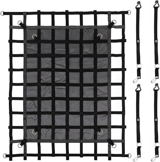 Cargo Net for Pickup Truck Bed - 4.8' x 6' Heavy Duty Truck Bed Net, 1,500 lbs Load Capacity, Tight Mesh Safety Net with Cam Buckles & S-Hooks & Tie Down Straps for Ford Chevy GMC RAM Toyota