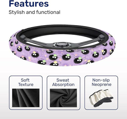 GENANY Funny Sprite Steering Wheel Cover, Non Slip Polyester Car Wheel Protector for Car SUV Truck, Universal 15 Inch