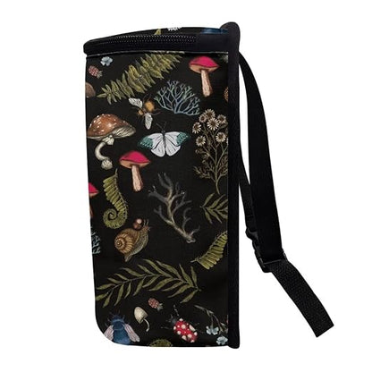 Auto Trash Can, Dark Wild Mushroom Ferns Printed, Manual-Lift, 14"W x 14"H x 14"D