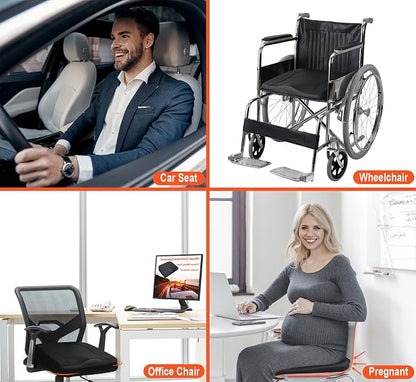 Lofty Aim Car Seat Cushion, Comfort Memory Foam Car Cushions for Driving - Sciatica & Lower Back Pain Relief, Driver Seat Pillow for Auto, Office Chair, Wheelchair - Classic Black