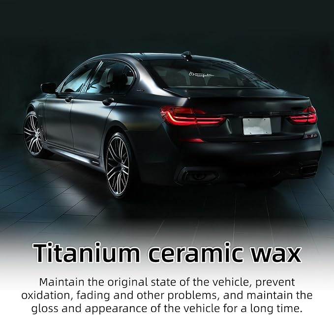 Titanium Ceramic Wax Cream for Cars – Advanced Car Coating & Polishing Wax, Strong Protection & Long-Lasting Shine, Waterless Spray Application, Safe for All Paint, Includes Microfiber Sponge