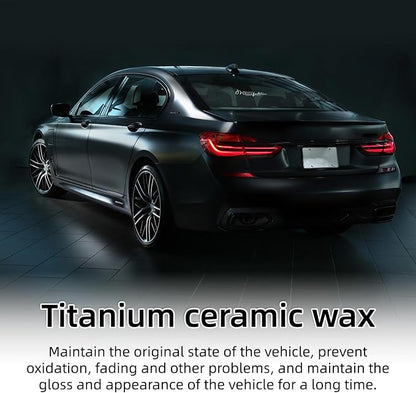 Titanium Ceramic Wax Cream for Cars – Advanced Car Coating & Polishing Wax, Strong Protection & Long-Lasting Shine, Waterless Spray Application, Safe for All Paint, Includes Microfiber Sponge