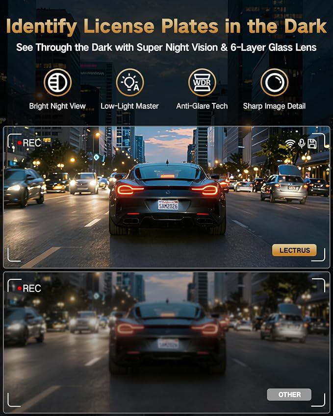 4K Dash Cam Front and Rear Inside, 3 Channel Dash Camera for Cars with 64GB SD Card, 5G WiFi Dash Cam, APP Control, Night Vision, 3" IPS Screen, G-Sensor, Loop Recording, K02 Pro