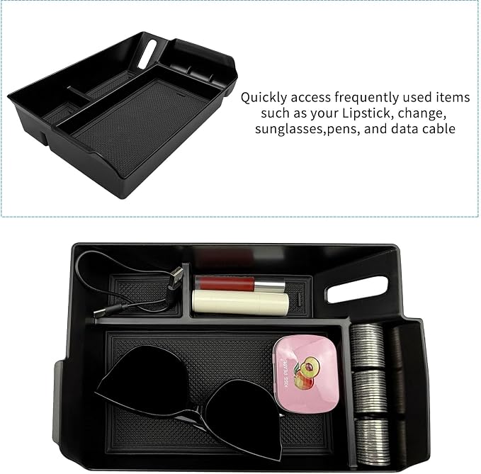 Zxiaochun Center Console Organizer Compatible with 2021-2026 Toyota Sienna Accessories, Armrest Box Secondary Storage, Center Console Tray ABS Plastic