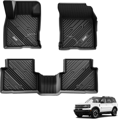 3W Floor Mats Fit for Ford Bronco Sport 2021-2025 2026 All Weather TPE Car Accessories Custom Fit Full Set Ford Bronco Sport Car Mats (Not for Bronco & Rubberized Floor & Outer Banks)