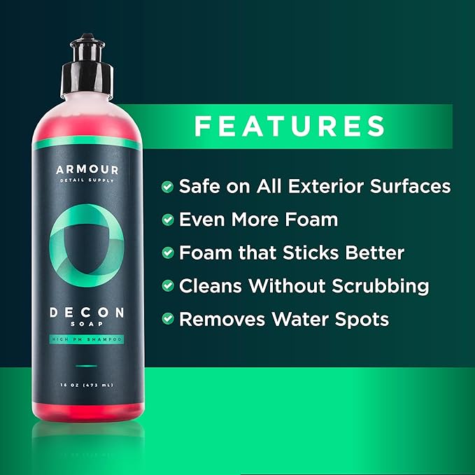 Armour Detail Supply - Decon Soap - High-pH Decontamination Shampoo - Alkaline Degreasing Agents and Biodegradable Ingredients - 16 oz