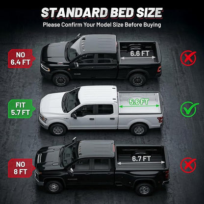 BDFHYK Hard Tri Fold Tonneau Cover Fits Toyota Tundra 2022-2026 5.5 ft/5.6 ft Bed, Waterproof Hard Folding Truck Bed Cover with Anti-Theft Lock, Easy Install Bed Cover for Camping and Work Trucks
