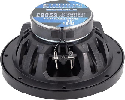 ORION Cobalt Series CB653 6.5” 3-Way Coaxial Car Speakers, 240W, 4 Ohms, Full Range, Enhanced Bass, Polypropylene Cone & Butyl Rubber Surround, Easy Install (Pair)