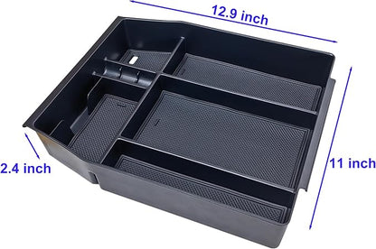 Zxiaochun Center Console Organizer Compatible with 2021 2022 2023 2024 Ford F150 Interior Accessories, Armrest Box Insert Storage Tray (Full Console w/Bucket Seats ONLY) Black Trim